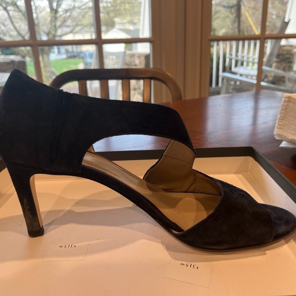 Hobbs Blue Suede Heels-Barley Worn